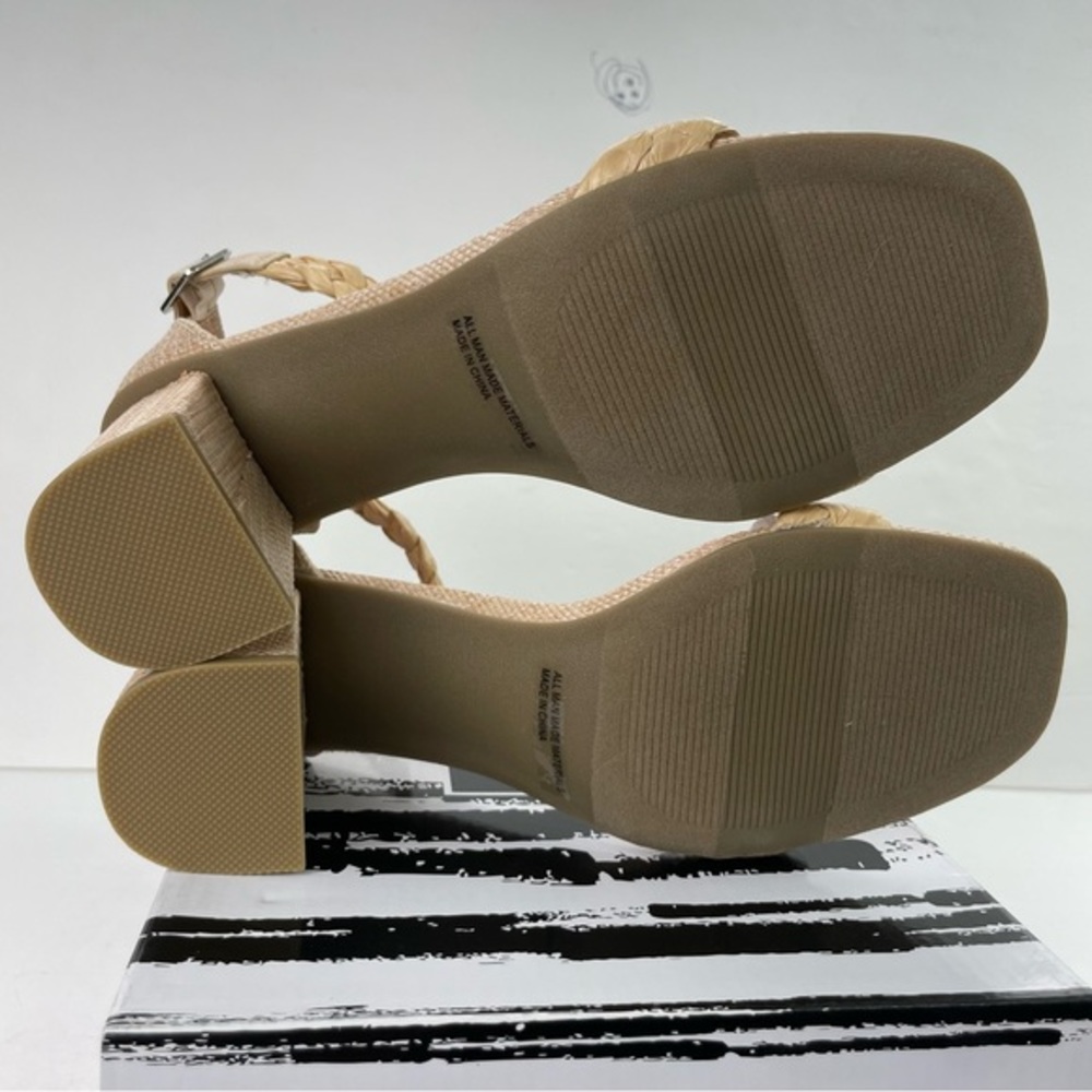 DV by Dolce Vita Hassa Heels‎ Natural Tan Braided Rattan Raffia Block Heel - Picture 12 of 14